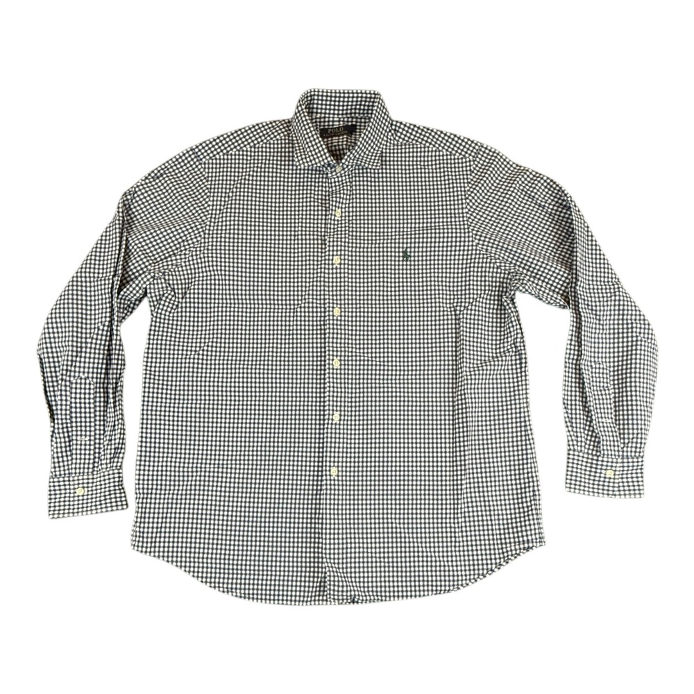 Polo Ralph Lauren Button Down Mens XL Navy Blue White Gingham Check Pony Logo
